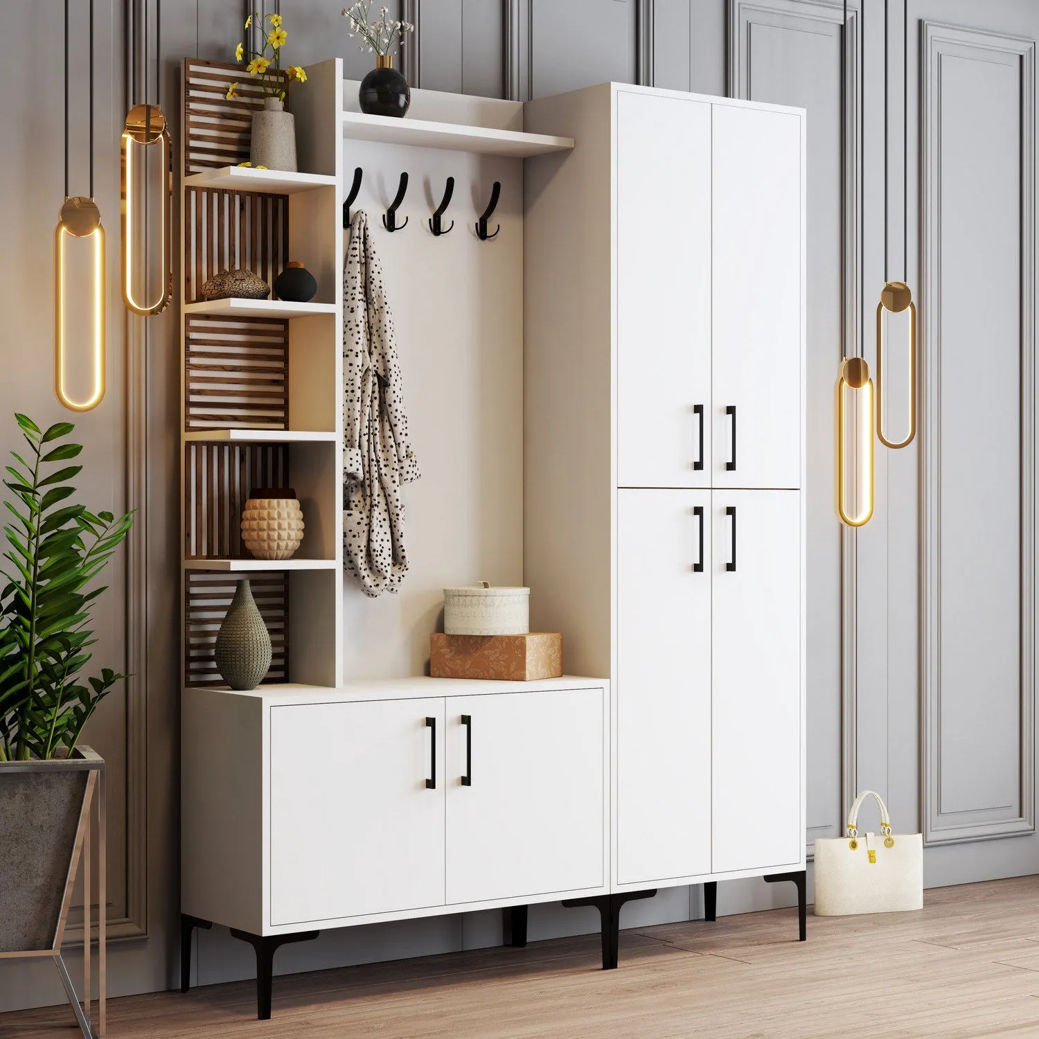 Zestaw do przedpokoju z szafą na buty VIYANA biały - ASI_845HCT4231