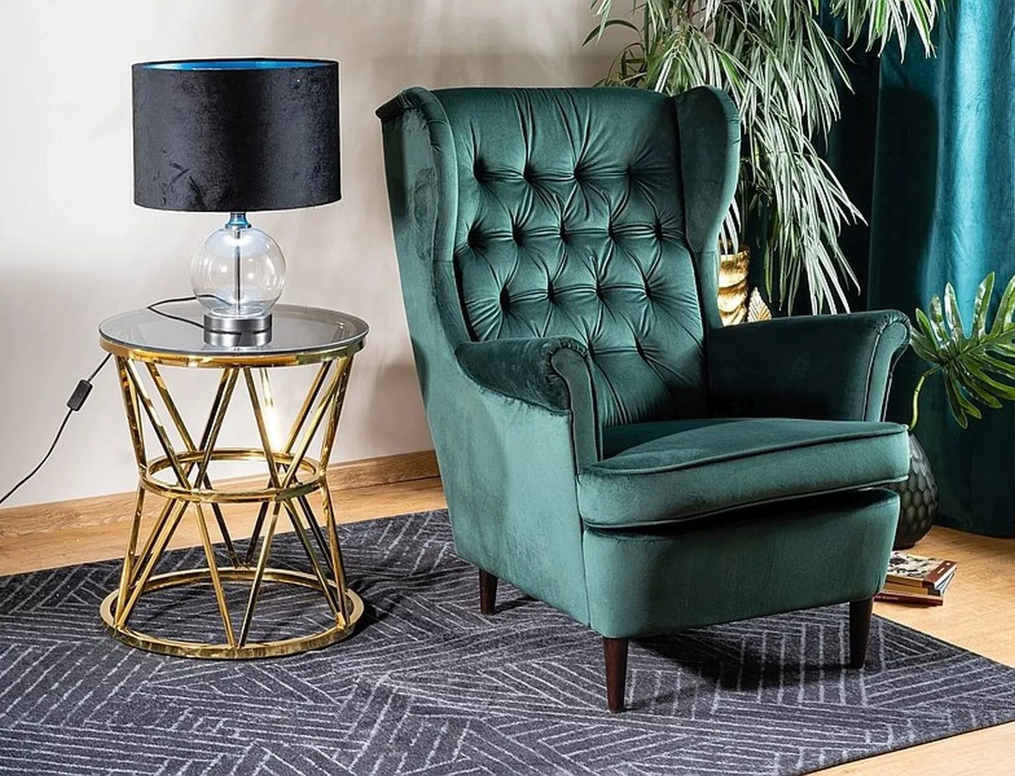Fotel HARRY VELVET Bluvel 78 zielony wenge Signal