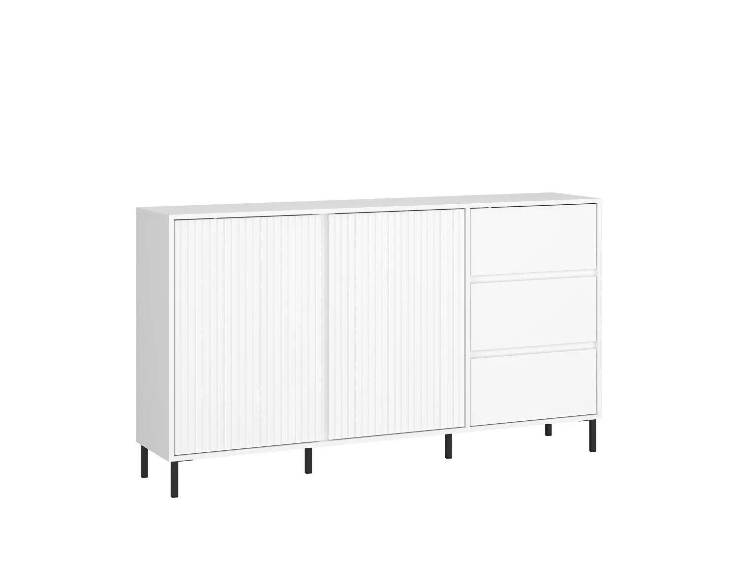 Komoda 2-drzwiowa z szufladami AVENALE 157 cm biała alpejska Meble, Kredens, Szafka, Łóżeczko, Szuflada