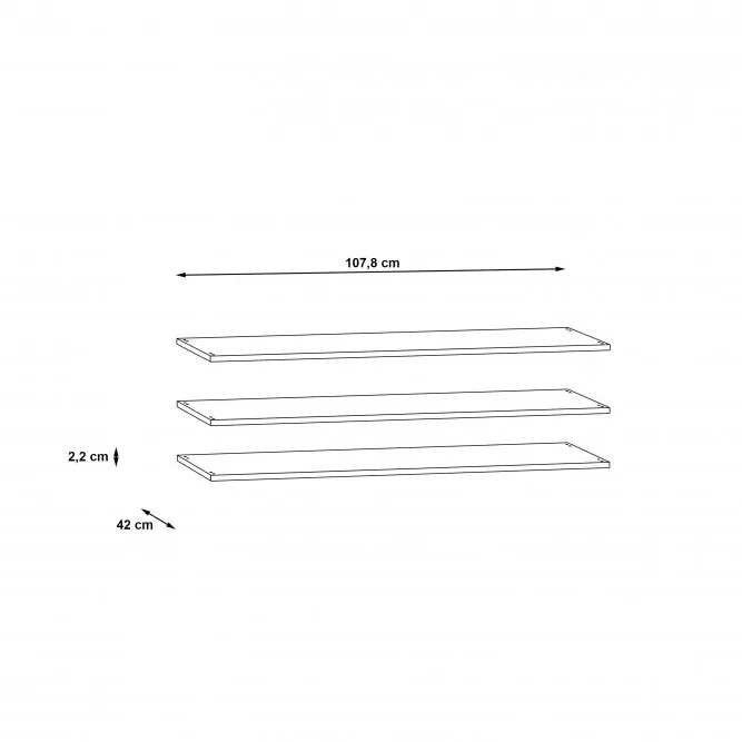Półki do szafy 3 szt 108 cm WNND92-A06 - szary - WNND92-A06