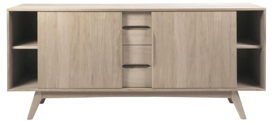 Komoda 2-drzwiowa z 4 szufladami ANAIS 180x44x84 Fornir dębowy bielony olejowany — zdjęcie 10