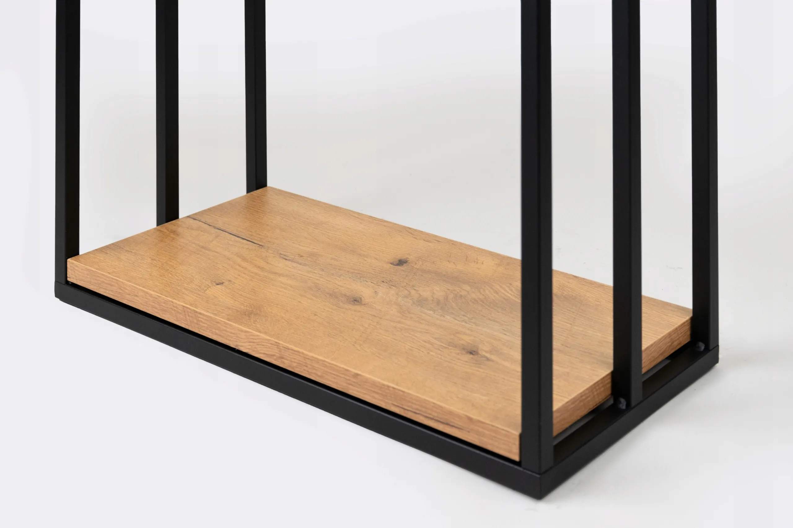 Wieszak na ręczniki metalowy CLECY 50x23x92 czarny efekt drewna - LD_TZ000382