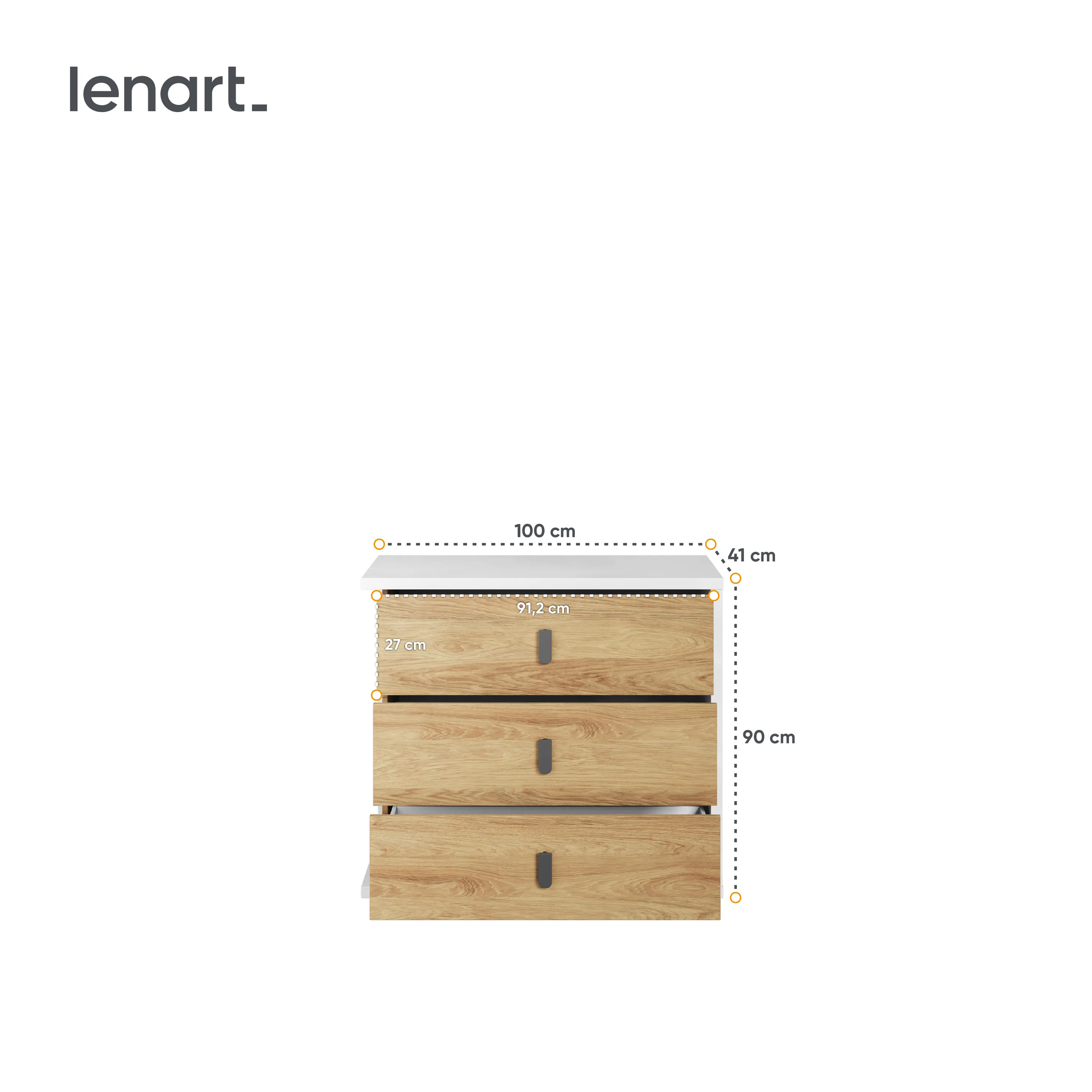 Komoda z szufladami Simi MS-04 100cm biała - MS4BH