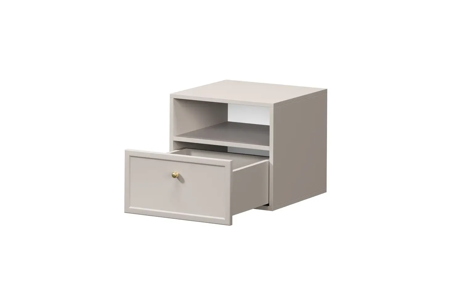 Szafka nocna wisząca z szuflada i półką LORINI 45 - cashmere gałka złota - B_166698