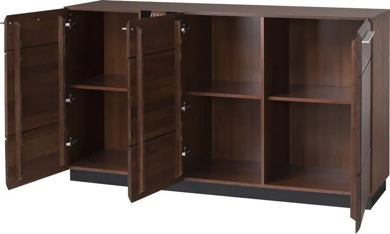Komoda PORTI 45 3-drzwiowa drewniana dąb czekoladowy czarna 160x90x42cm - TH-100-0857