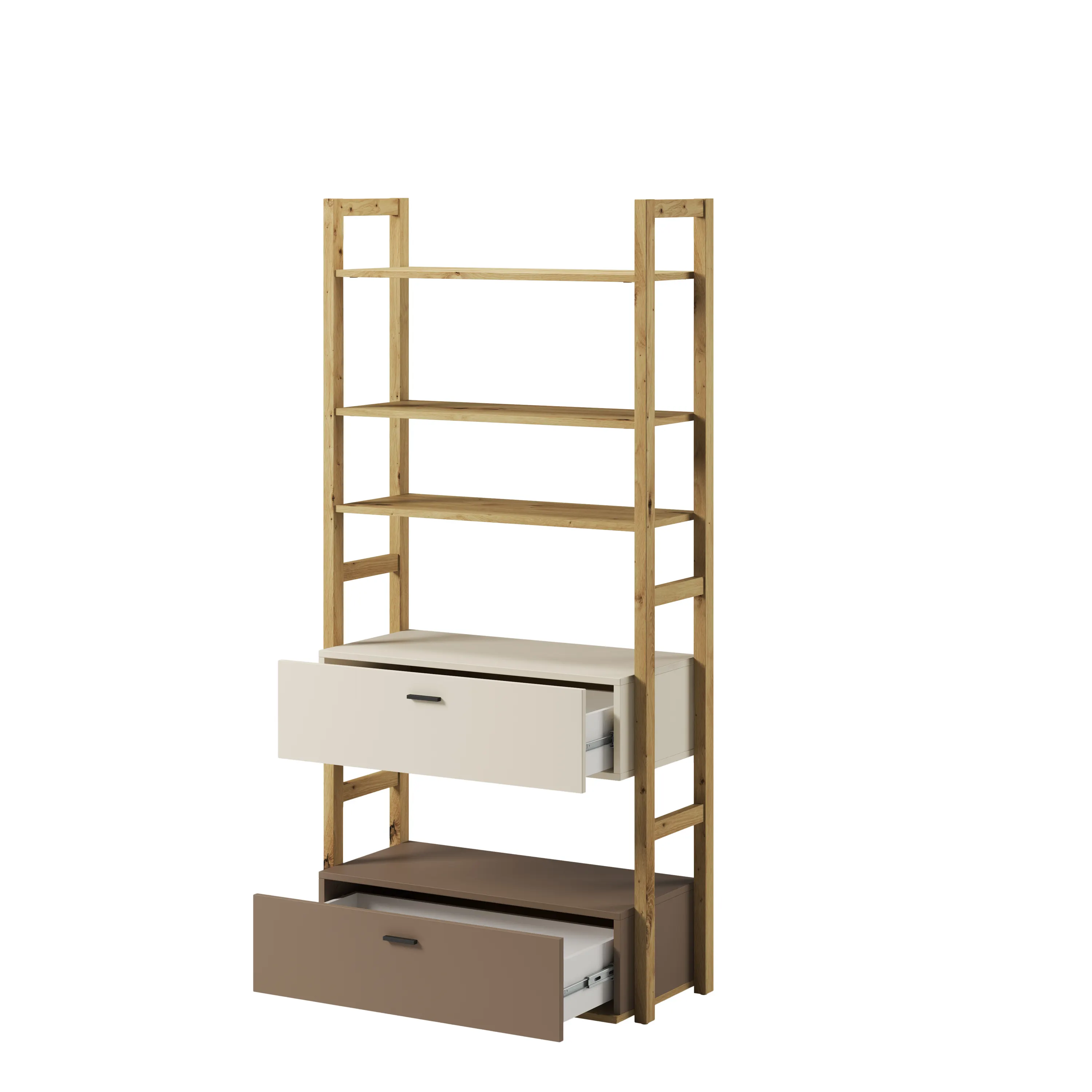 Regał Lenny LY-02 85cm dąb artisan/beż/truflowy - LY2ABT