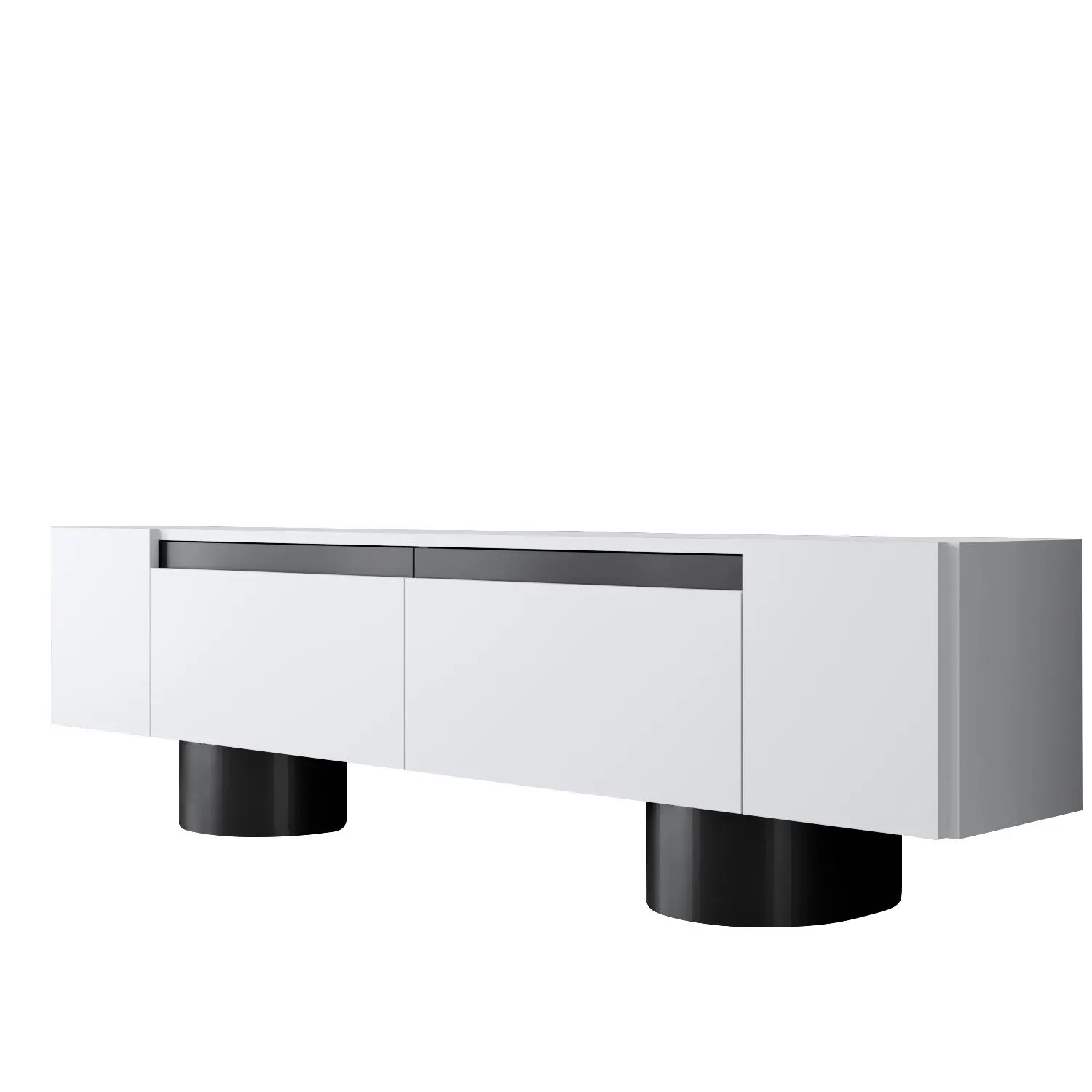 Szafka RTV z 2 klapami na blaszanych nogach BOHEM 180x50x30 cm biały czarny