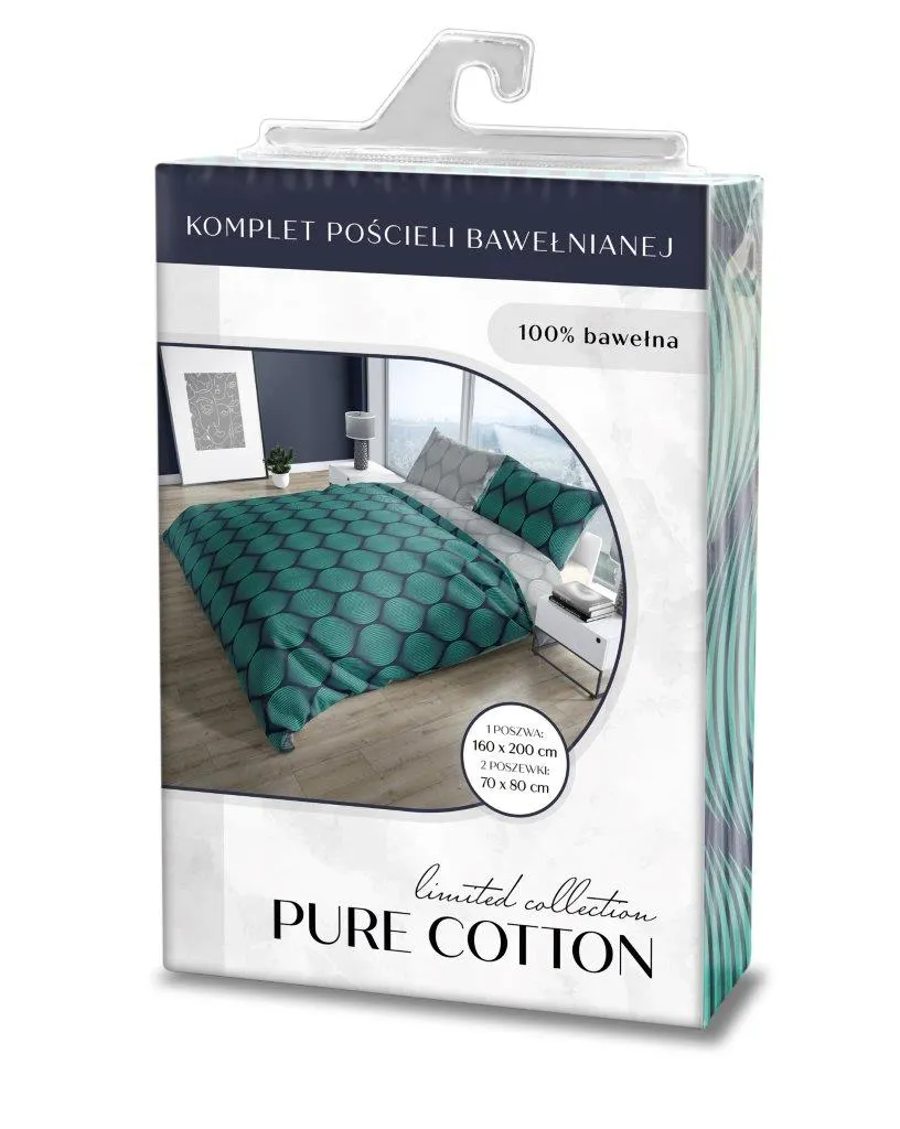 Pościel komplet PURE COTTON 009 bawełna 160X200+2x70X80 zielony - FARO_30040
