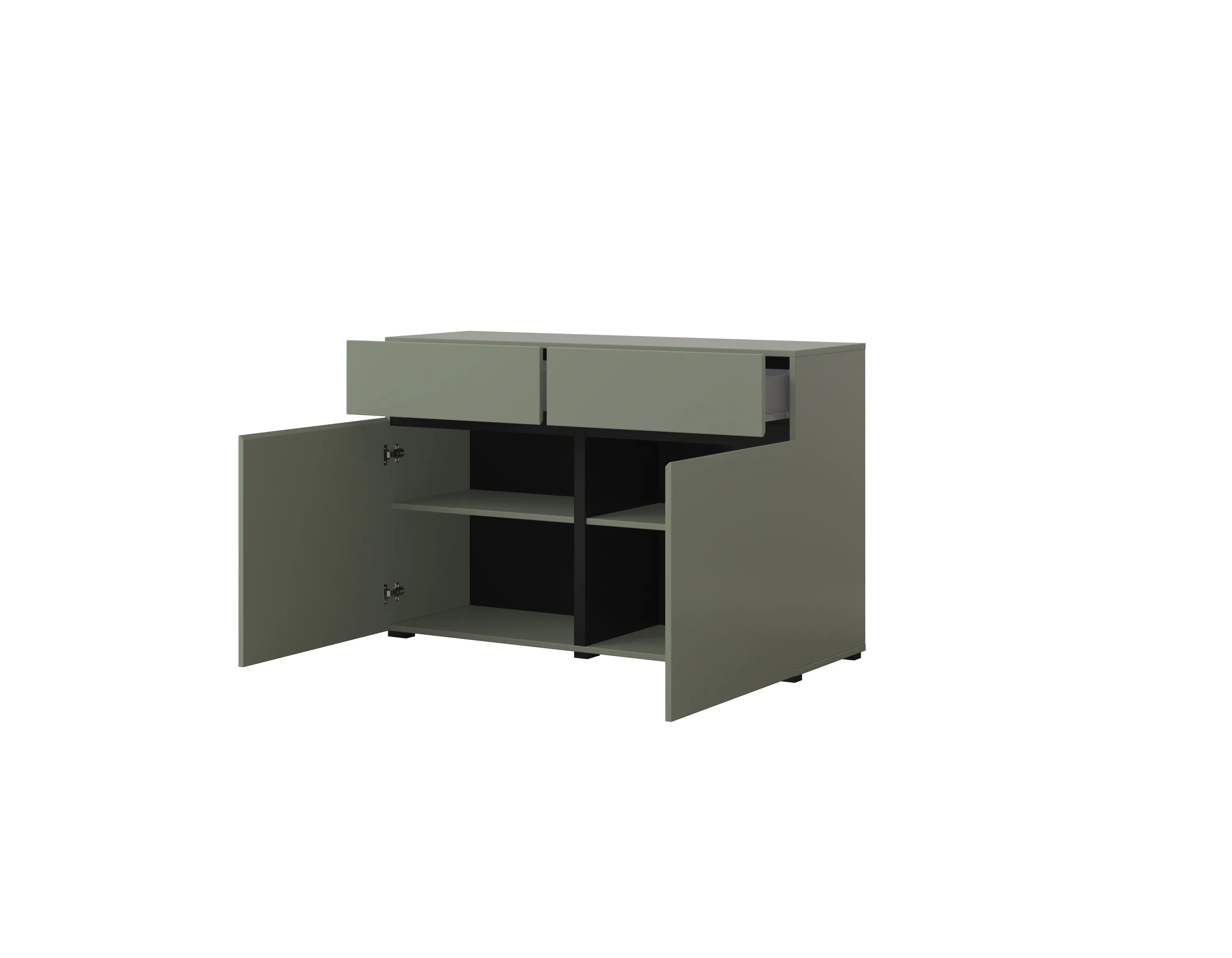 Komoda 2-drzwiowa z szufladami CROSS 120 cm zielona - 24GWMY45