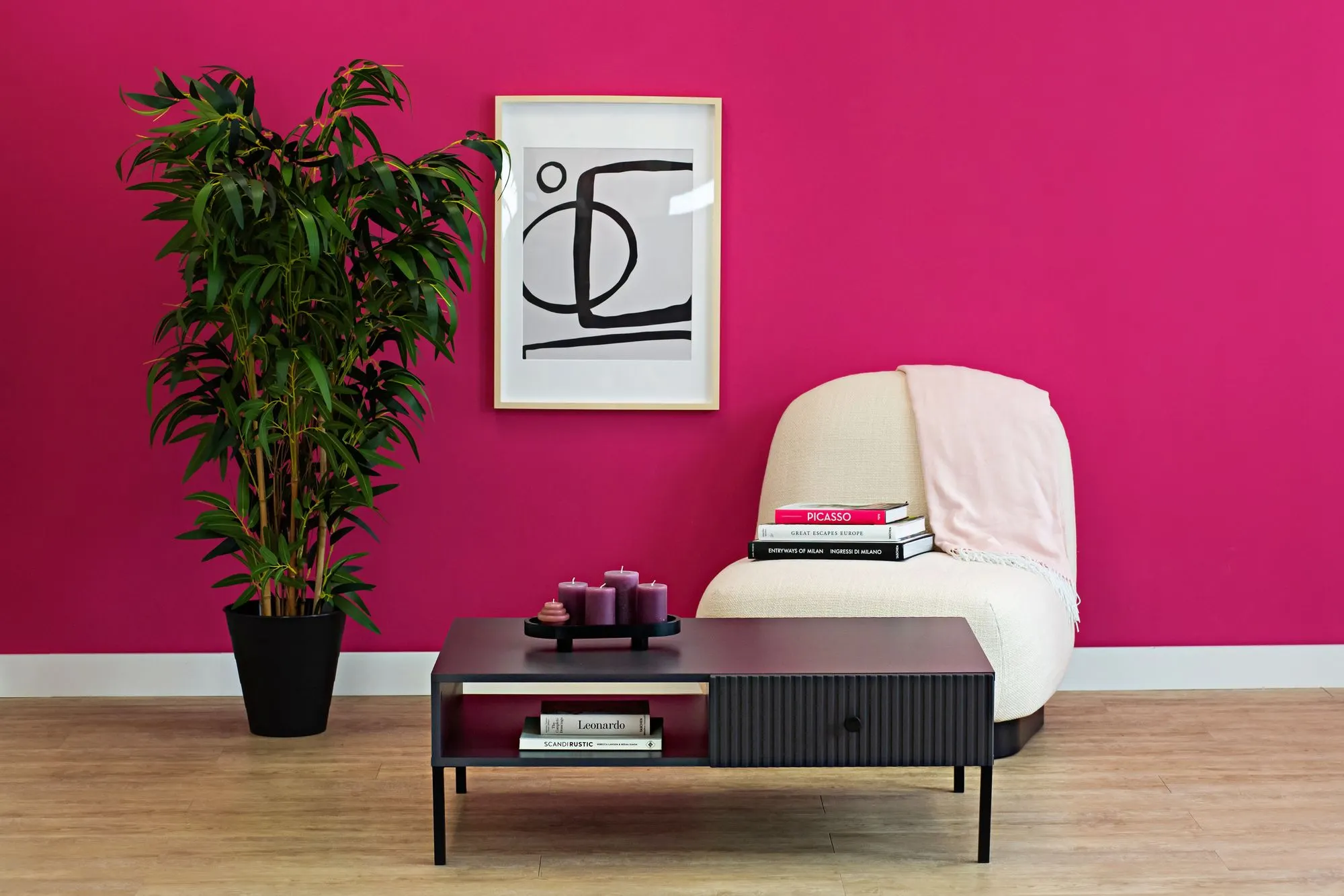 Stolik kawowy z 2 szufladami i półką VIENA ryflowany front szuflad 67x102 antracyt - INT_5003204