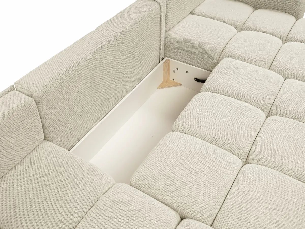 Narożnik rozkładany z pojemnikiem SOHO U CURIO 395 cm pikowany kremowy - SOHO_NAR_CURIO09_U