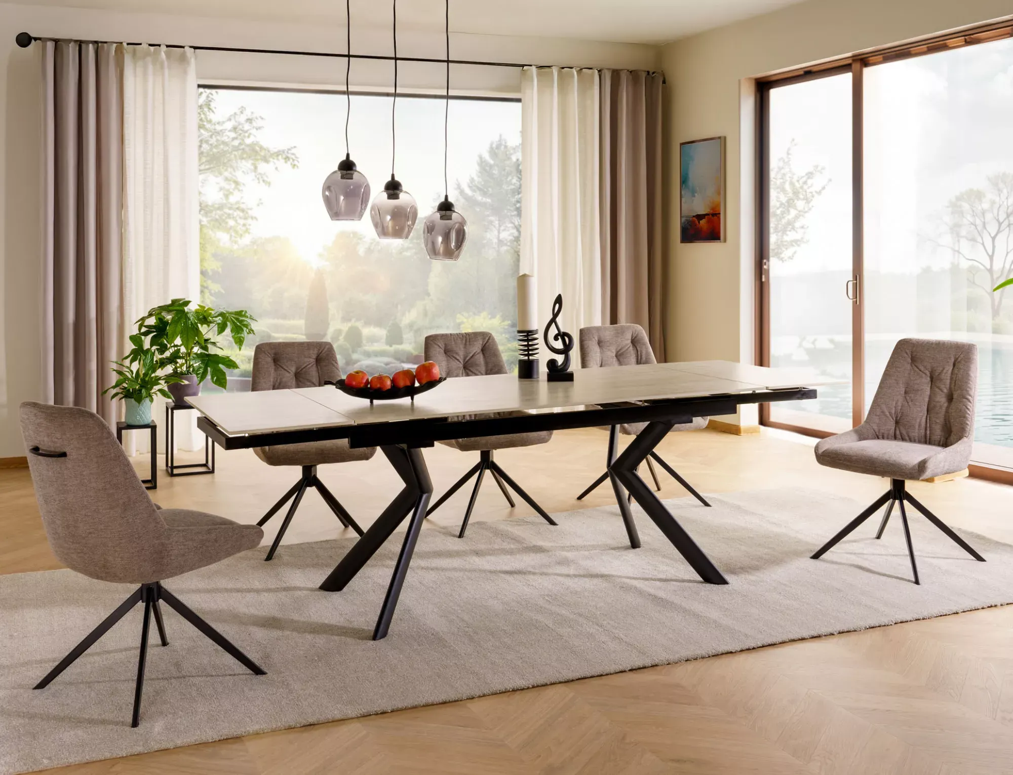 Stół rozkładany ceramiczny NORTON 160(240)x90 beżowy na czarnych nogach - NORTONSTRC160