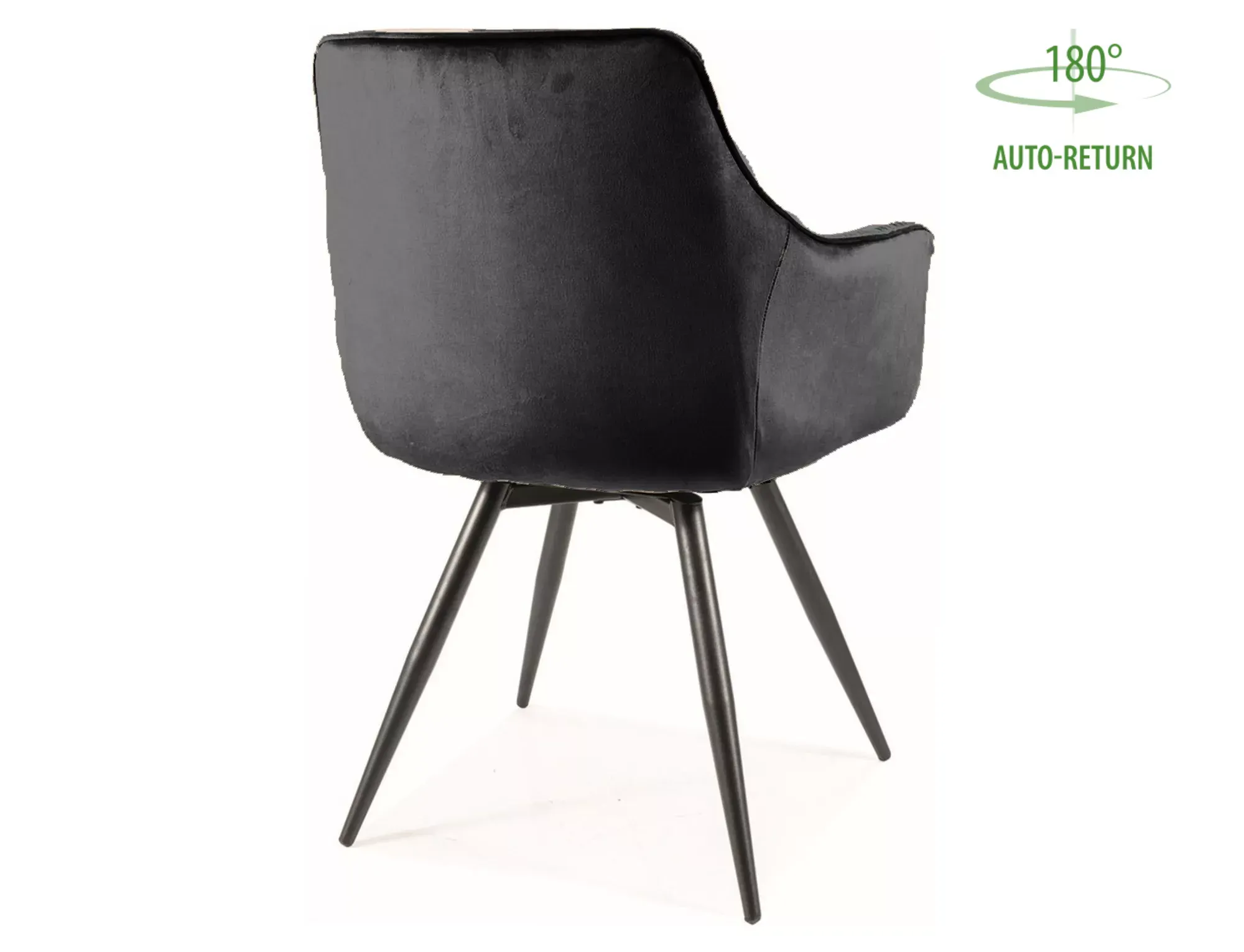 Krzesło obrotowe z podłokietnikami MANGO VELVET Bluvel 19 czarny stelaż czarny - MANGOVCC