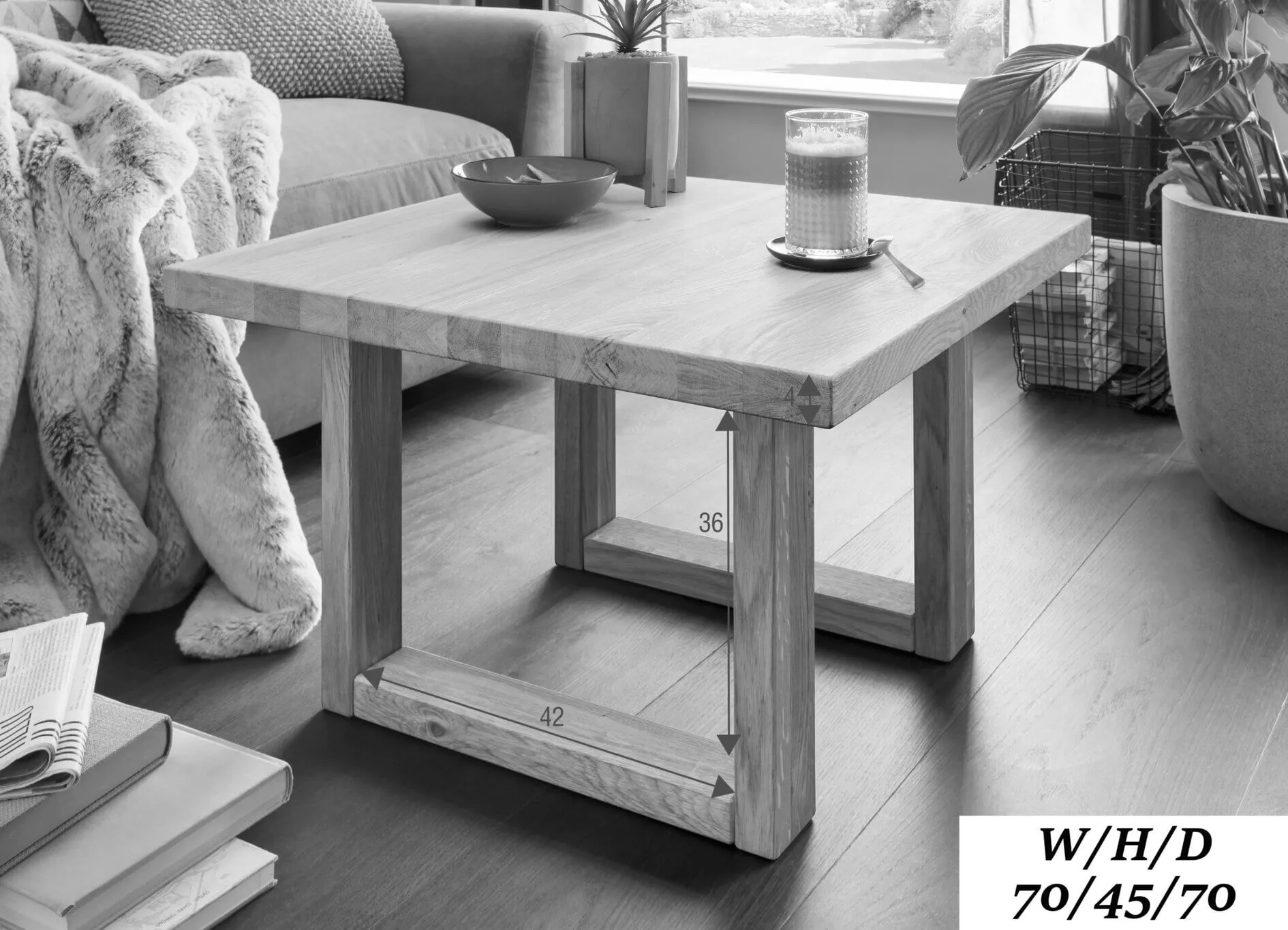 Stolik kawowy kwadratowy dębowy DOVE 70x70x45 - GK_1031691501