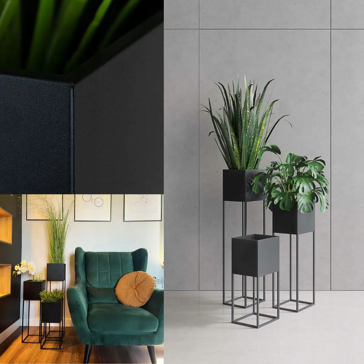 DONICZKA-osłonka na donice metalowa LORIENT S czarna - LD_TZ000061