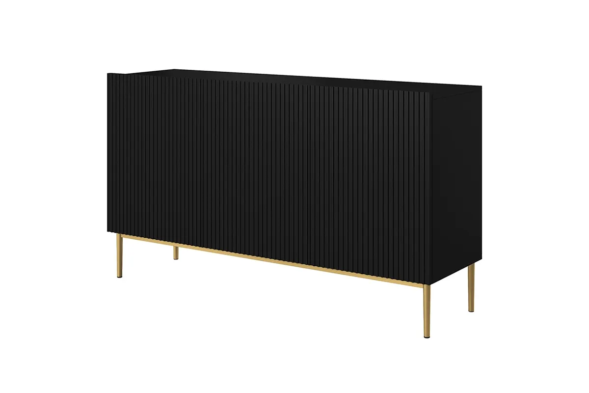 Komoda NICOLE 150 3-drzwiowa- czarny mat - złoty stelaż