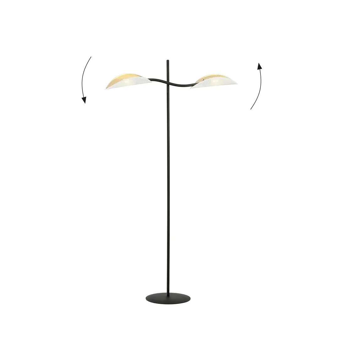lampa stojąca, lampa podłogowa, metalowy stojak, podwójne reflektory, aktualny design