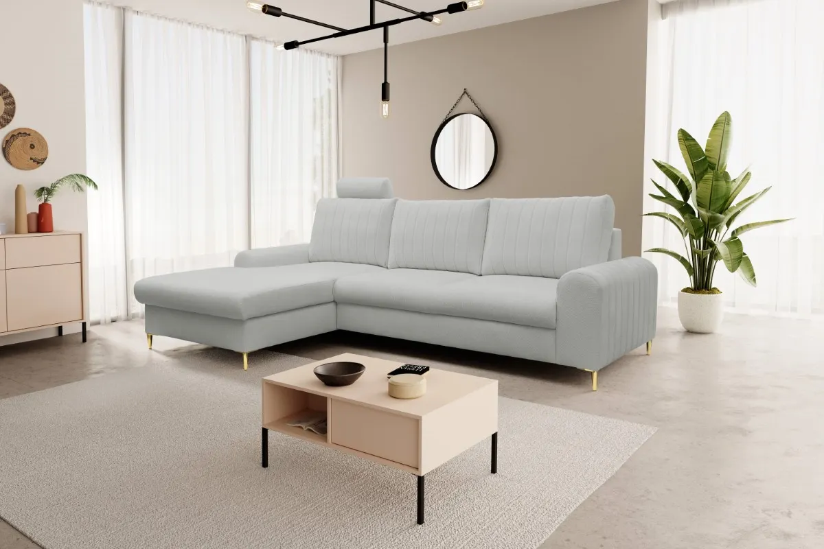 Narożnik rozkładany z pojemnikiem MONACO LOFT 251 cm lewy popielaty - MONACO_NAR_LOFT18_L