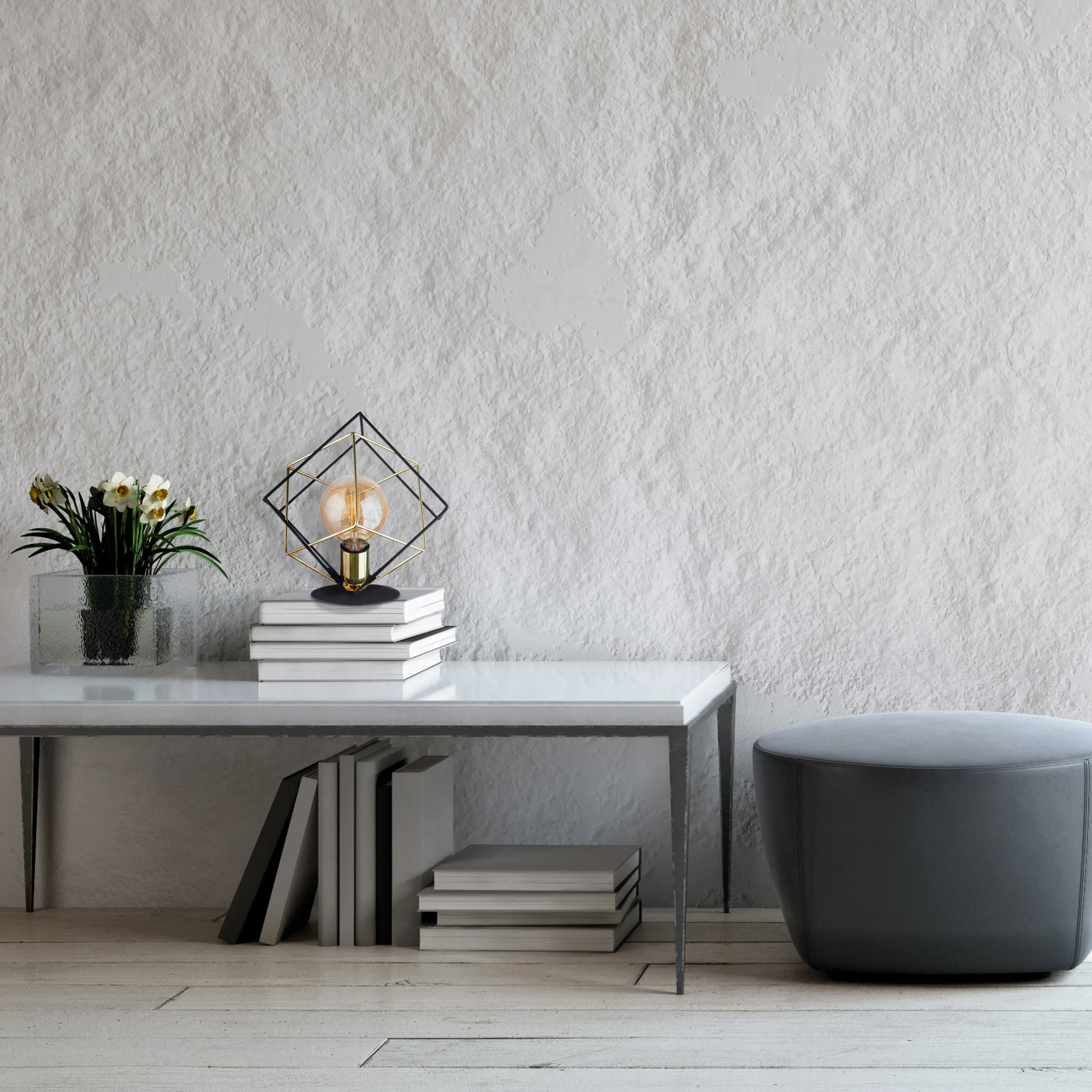 Lampka nocna ALAMBRE czarna złota metalowa 28cm - TK_5450