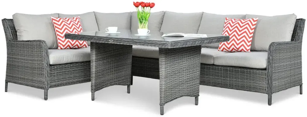 Narożnik ogrodowy modułowy MARYLAND DINING ze stołem technorattan ciemnoszary - FG002665