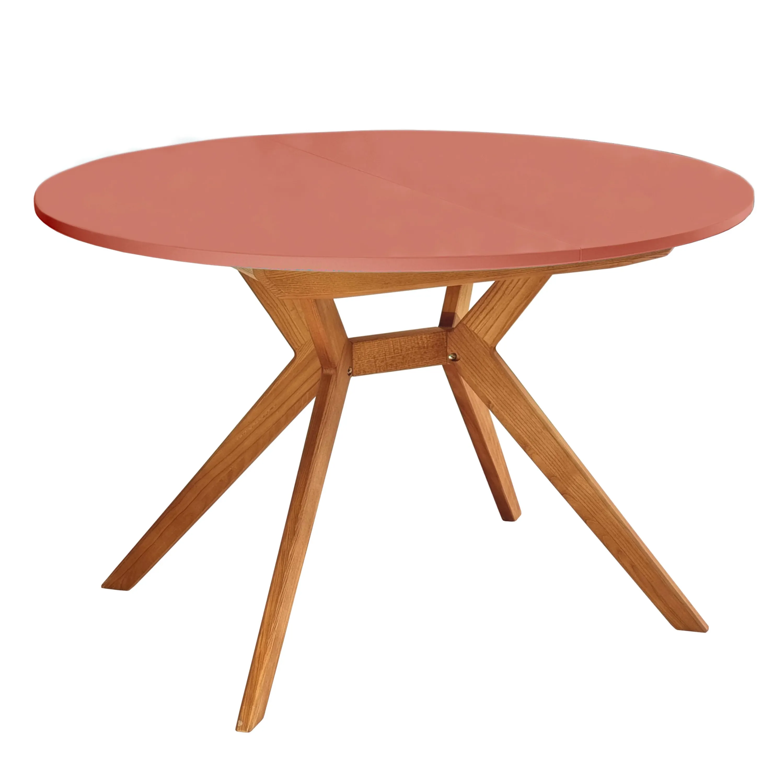 Okrągły stół rozkładany BIJU FI 120-170cm koralowy dąb