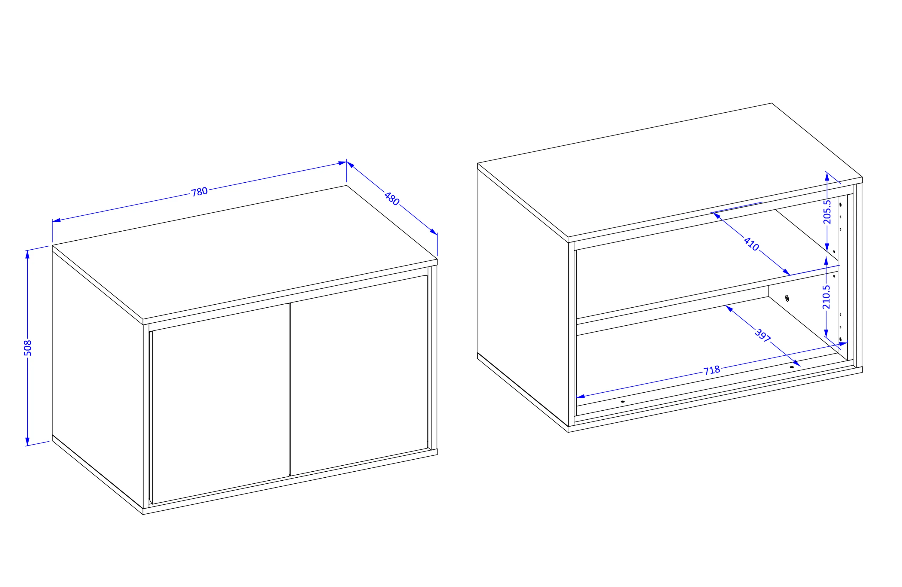 Szafka pod umywalkę IRVINE 2-drzwiowa 80cm - biały połysk, czarny - 309WNP58