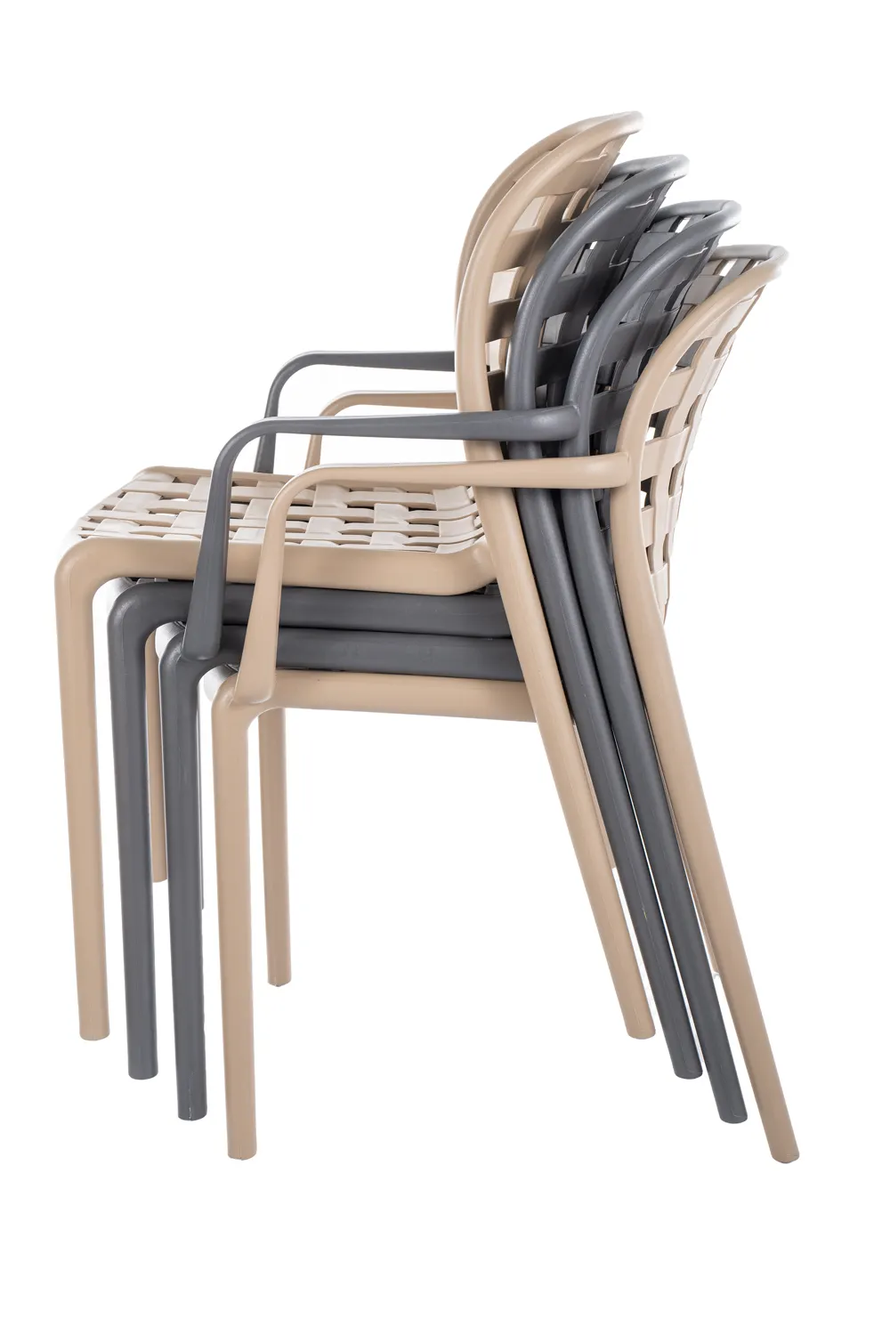 Krzesło ogrodowe plastikowe STRIP szare z efektem plecionki - STRIPSZ