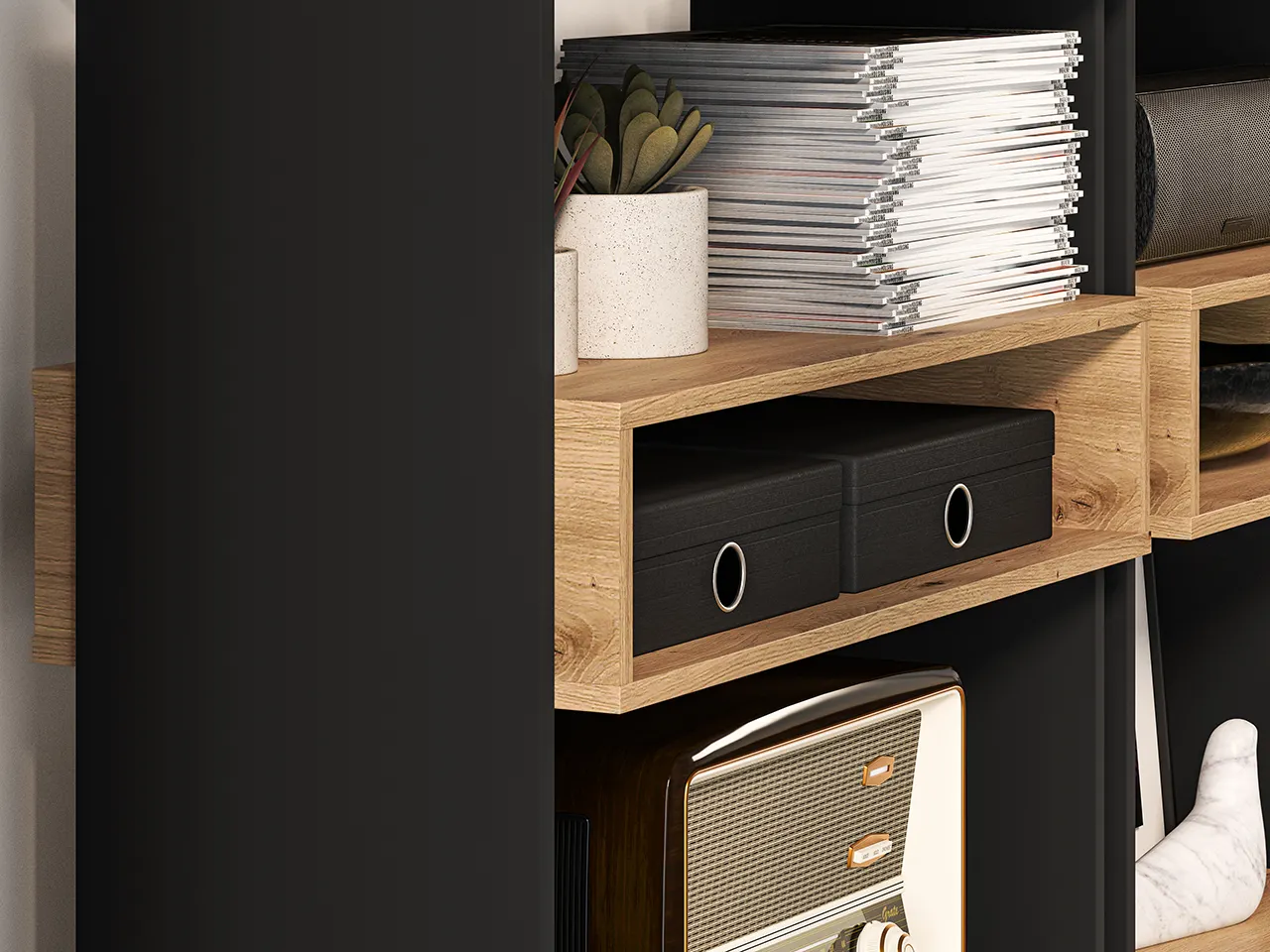 Regał niski TRIS 03 dąb artisan-czarny 80x122 - 1TRIS03-001