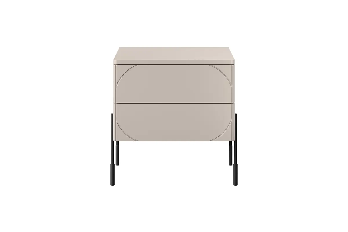 Szafka nocna z 2 szufladami SONATIA 45 2SZ - kremowa - czarne nogi - B_149232