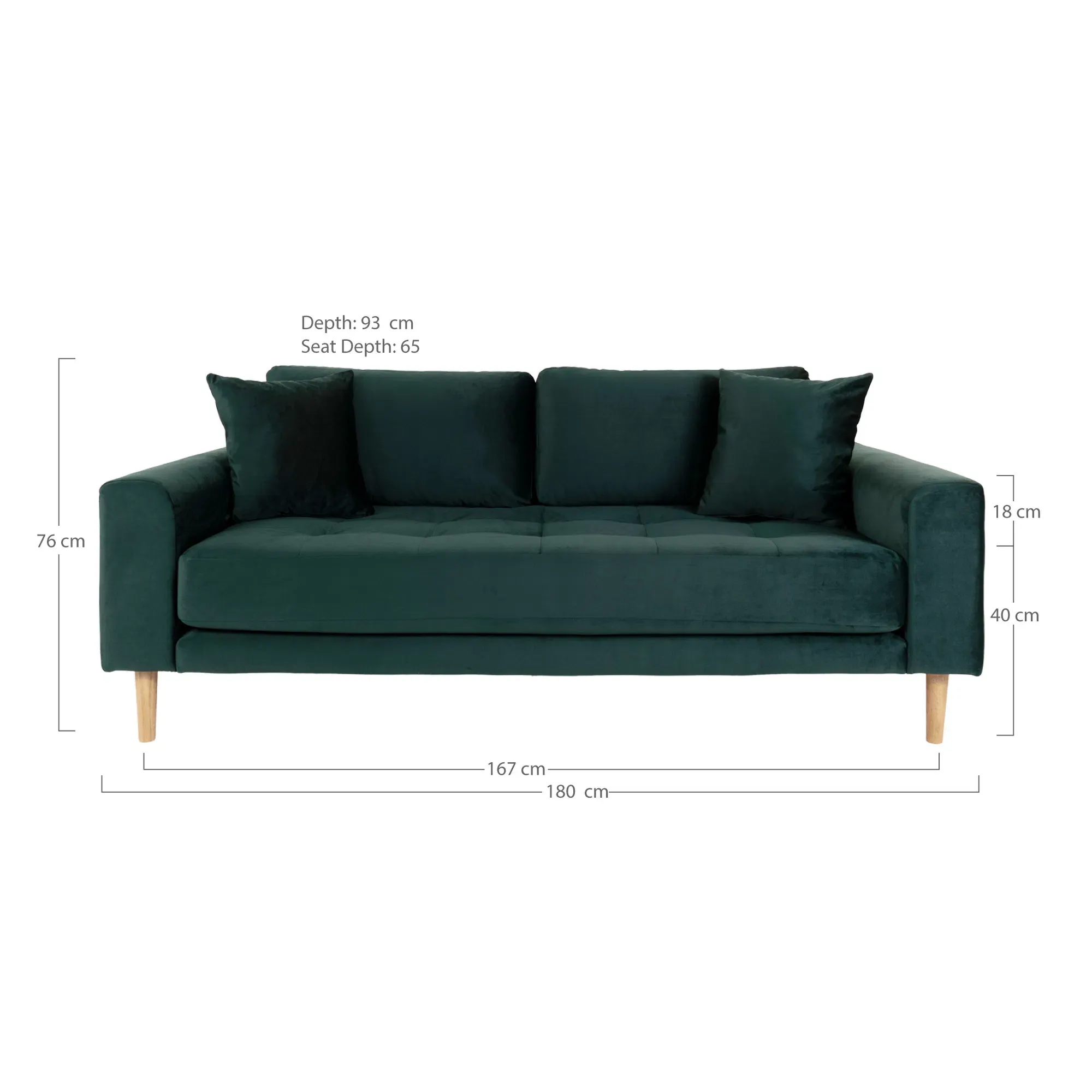 Sofa wypoczynkowa LIDO 2,5-osobowa 180 cm - zielony, naturalny - 1301435