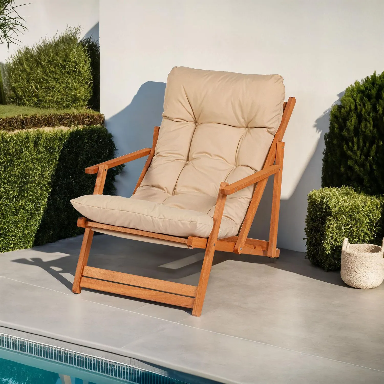 Leżak - krzesło ogrodowe MY008 brązowy kremowy - ASI_644MYD1108