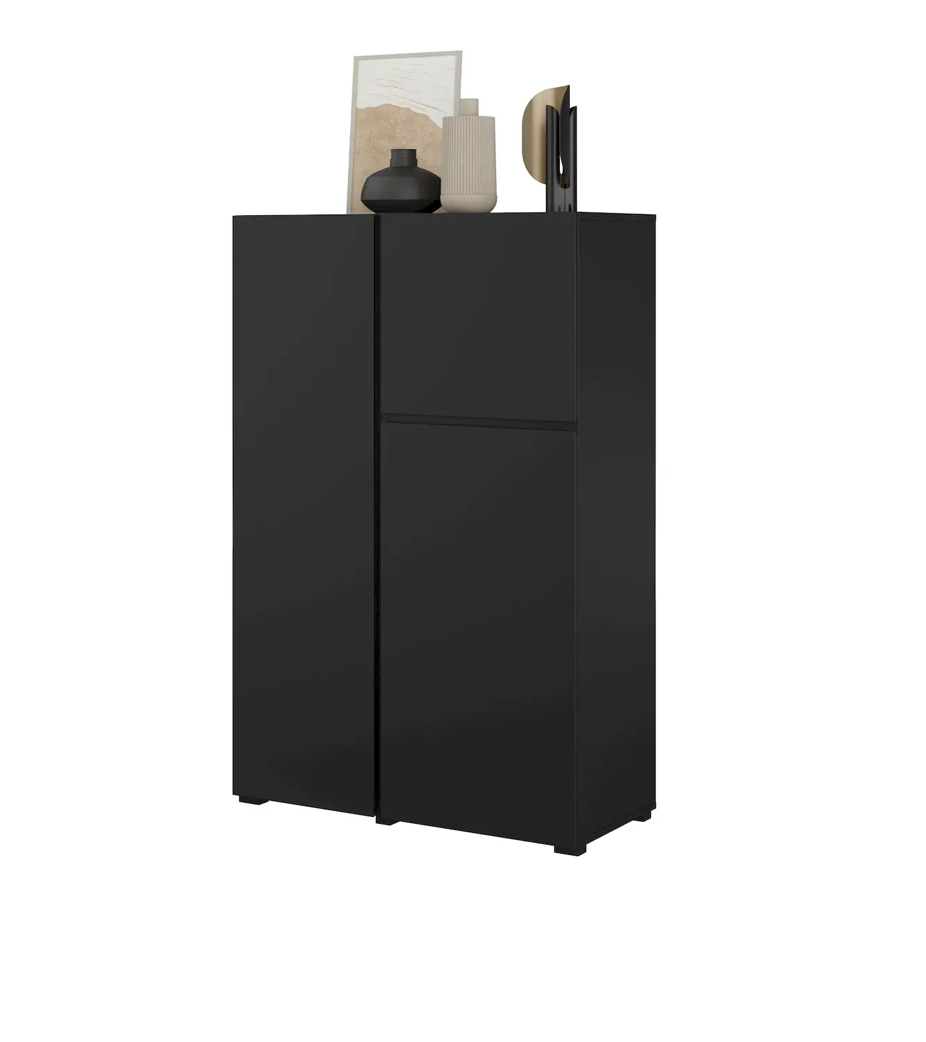 Komoda wysoka 3-drzwiowa ASYMETRIC czarny onyks - 24W3OA46