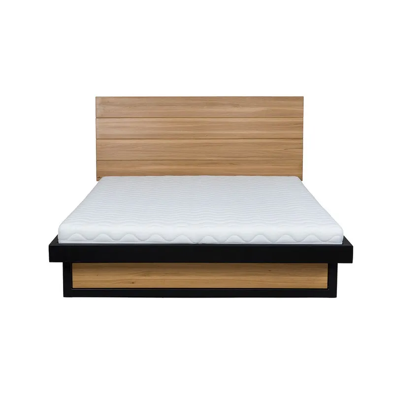 Łóżko metalowo - dębowe LK370 Surowy nielakierowany 180x200 DREWMAX - 40722