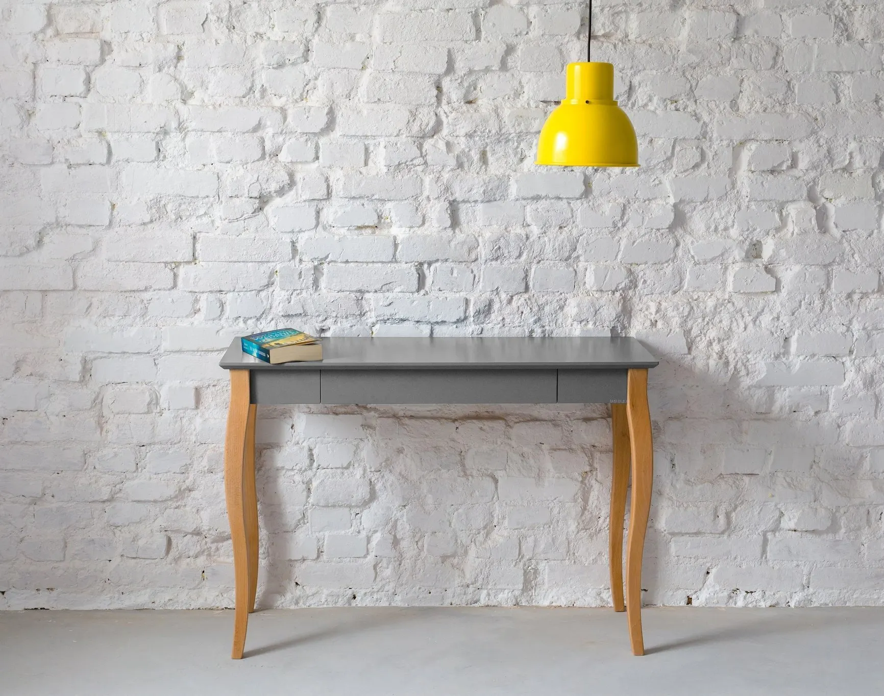 Biurko z szufladą LILLO 105x40 ciemnoszary blat/drewniane nogi - RAGABAWDLIL36