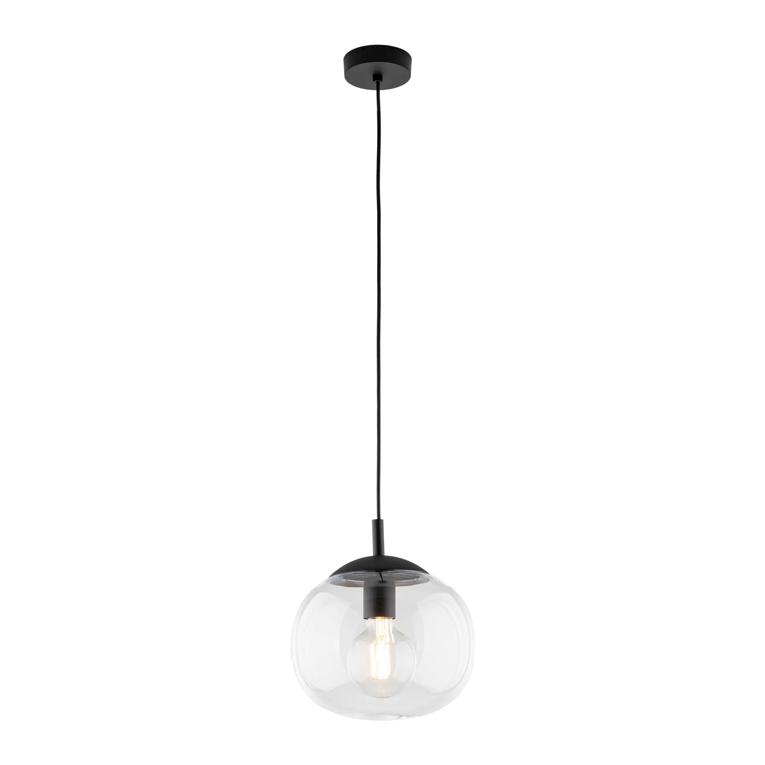 Lampa wisząca VIBE czarna z transparentnym szklanym okrągłym kloszem 165x25cm - TK_4816
