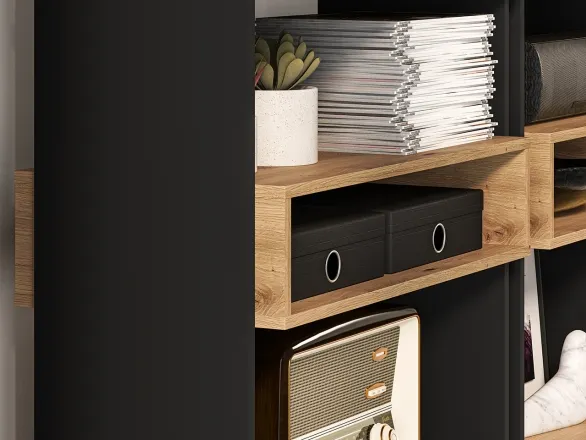 Regał wysoki TRIS 04 dąb artisan-czarny 80x180 - 1TRIS04-001