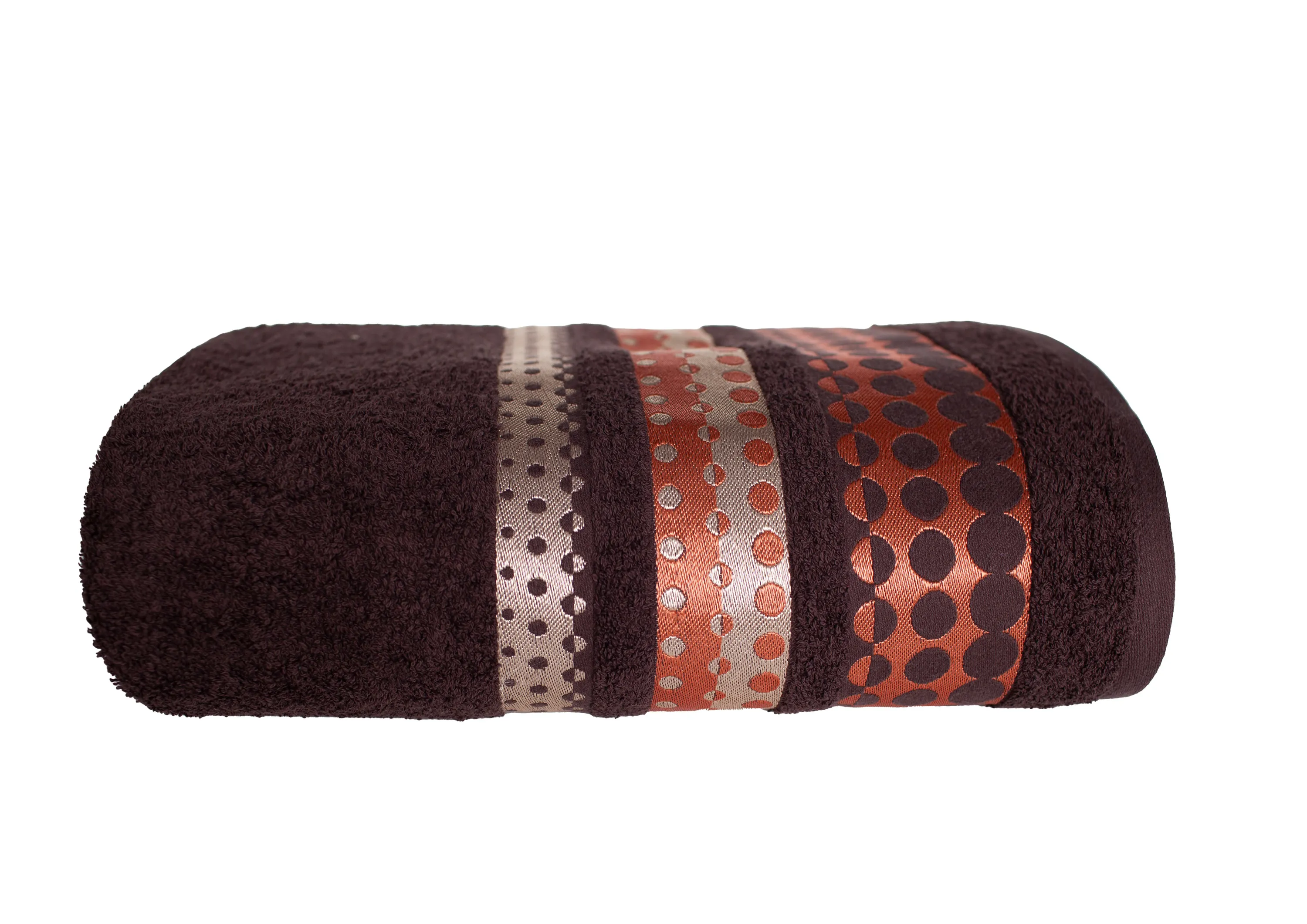 Ręcznik frotte SILVER 70X140 żakardowy z haftem brązowy - FARO_10139