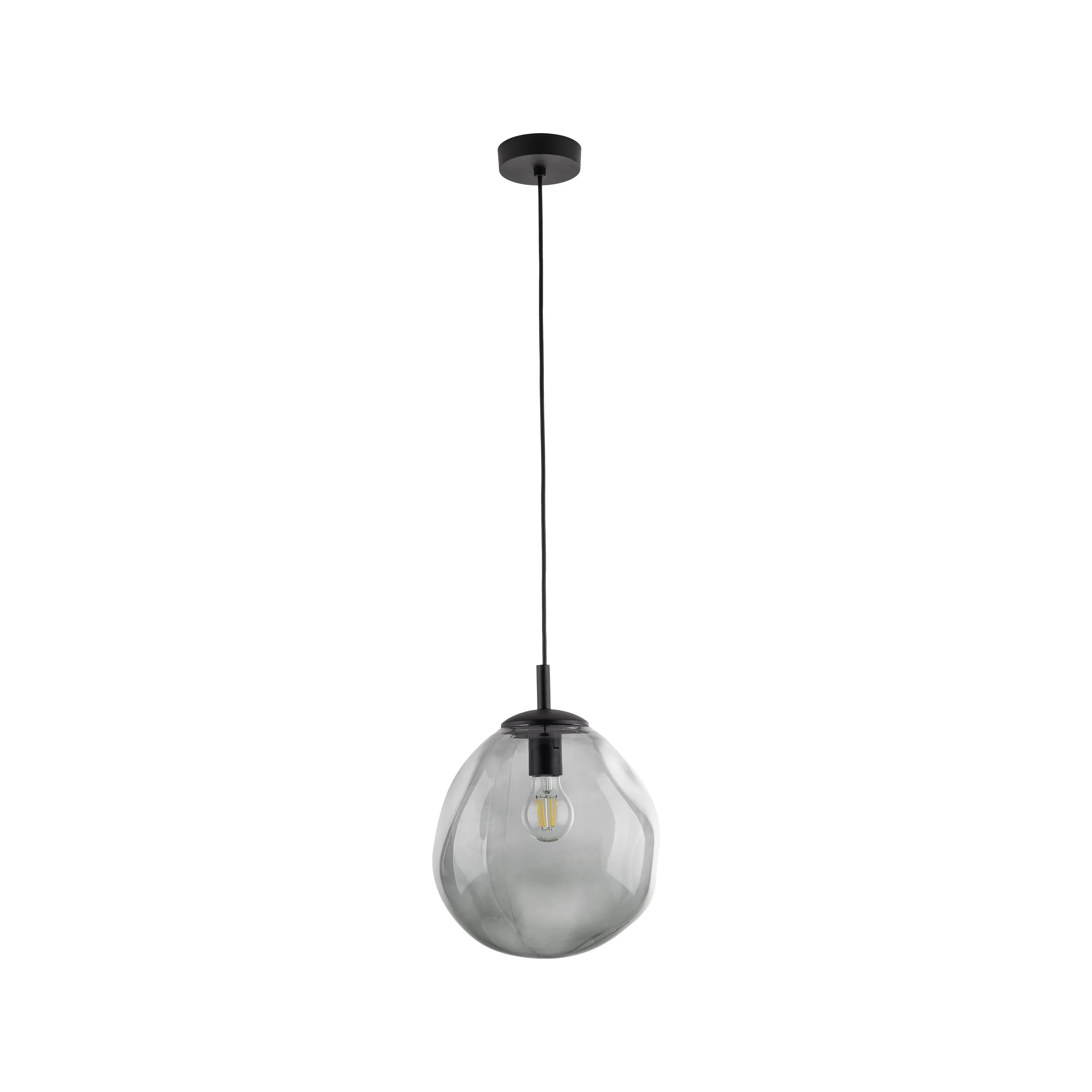 Lampa wisząca SOL MINI czarna z przyciemnianym nieregularnym transparentnym kloszem 175x25cm