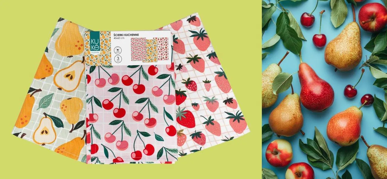 Ścierka zestaw 3 szt. KUKE 023 owoce 40x60 wielokolorowy - FARO_30811