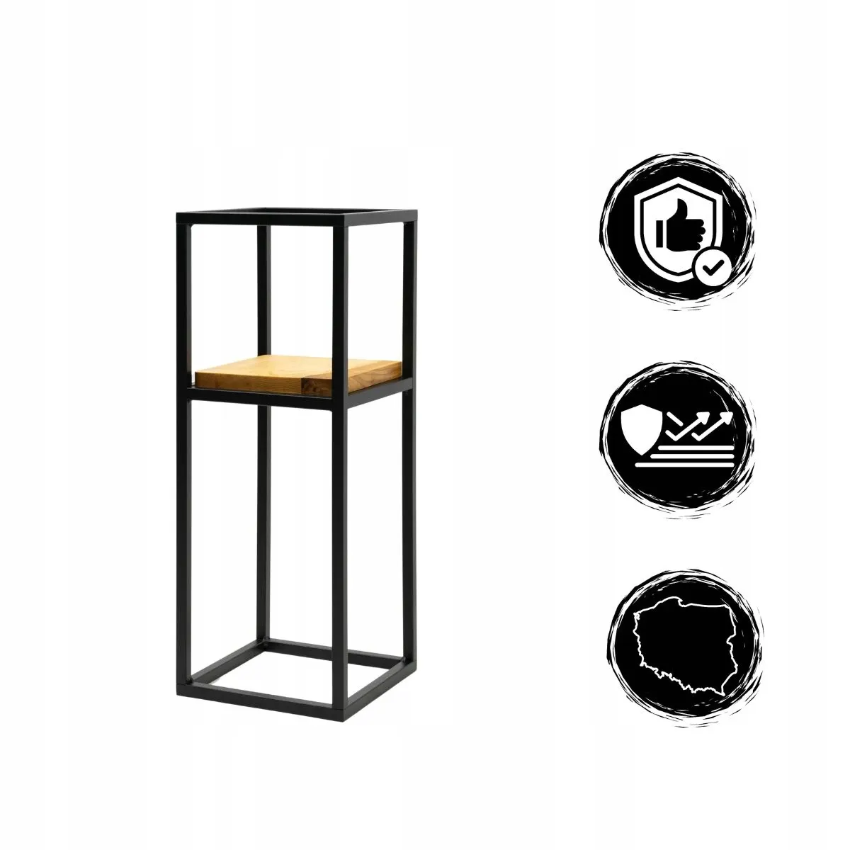 Kwietnik stojący ANET S metal drewno czarny naturalny - LD_TZ000172