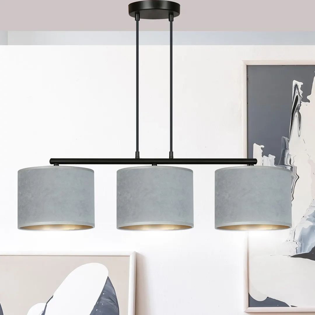 Lampa wisząca HILDE 3 czarny szary — zdjęcie 7