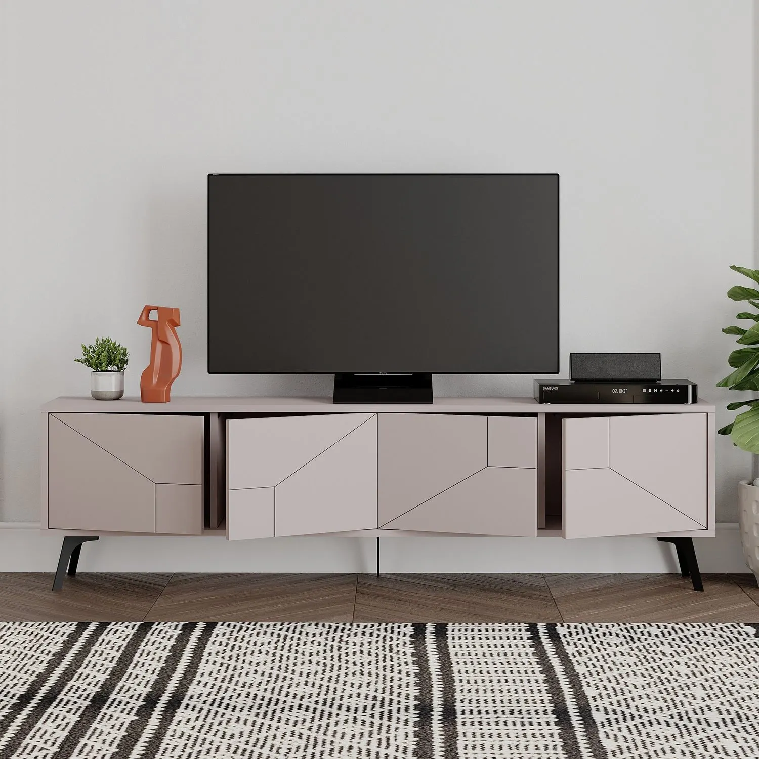 Szafka RTV 4-drzwiowa DUNE 180 cm kaszmirowa