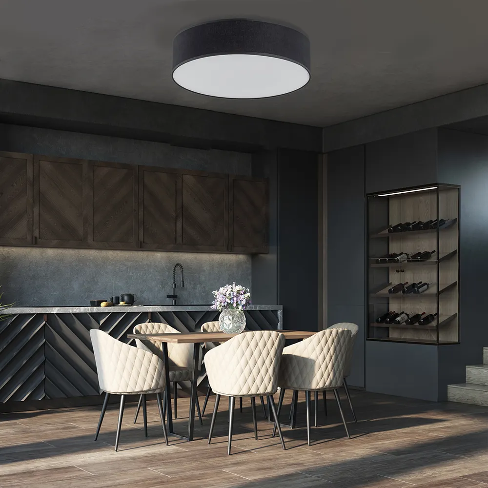 Lampa sufitowa RONDO czarna z białym kloszem 50x13cm - TK_3335