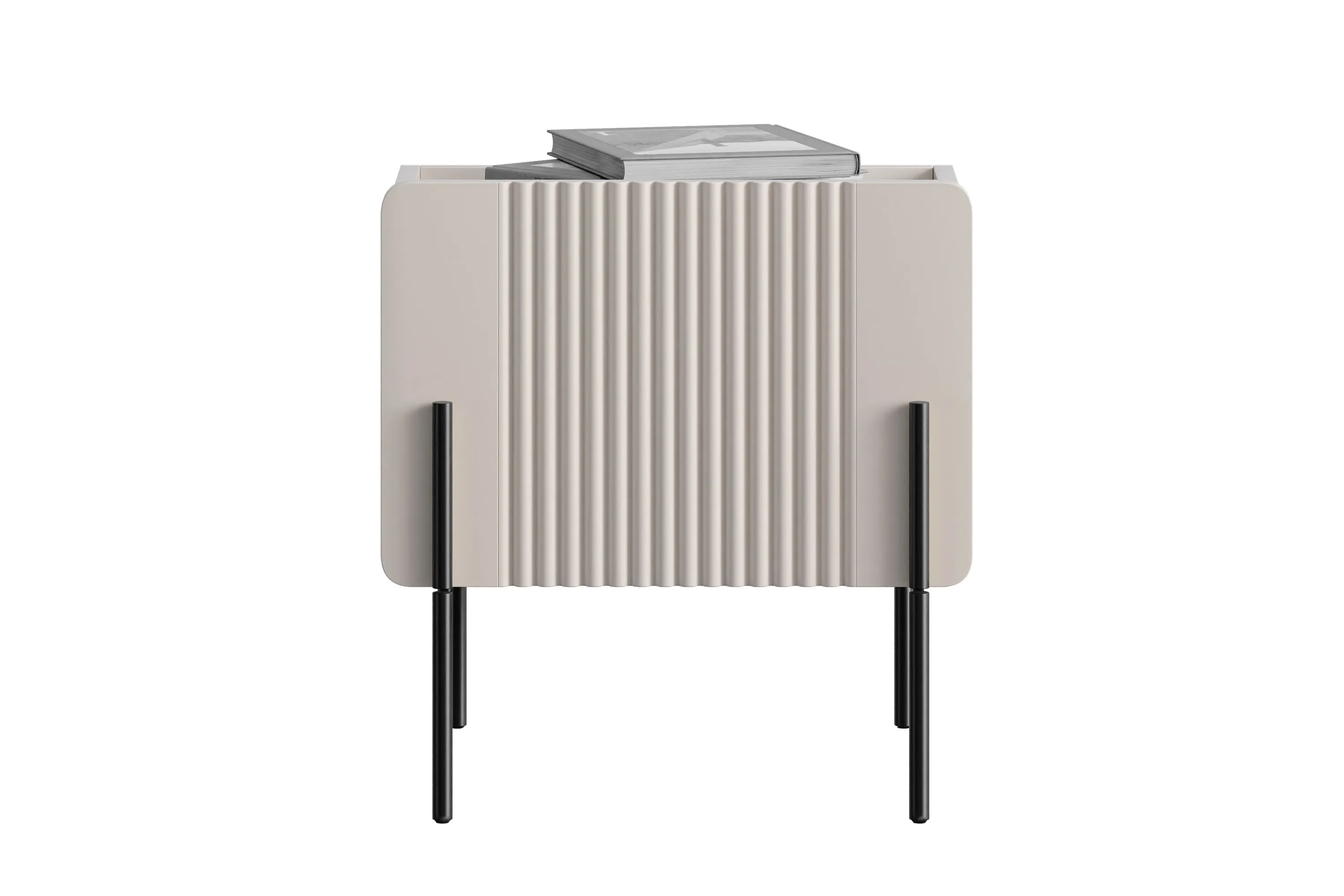 Szafka nocna z 1 szufladą MALMI 45cm - kaszmirowa - czarne nogi - B_167002