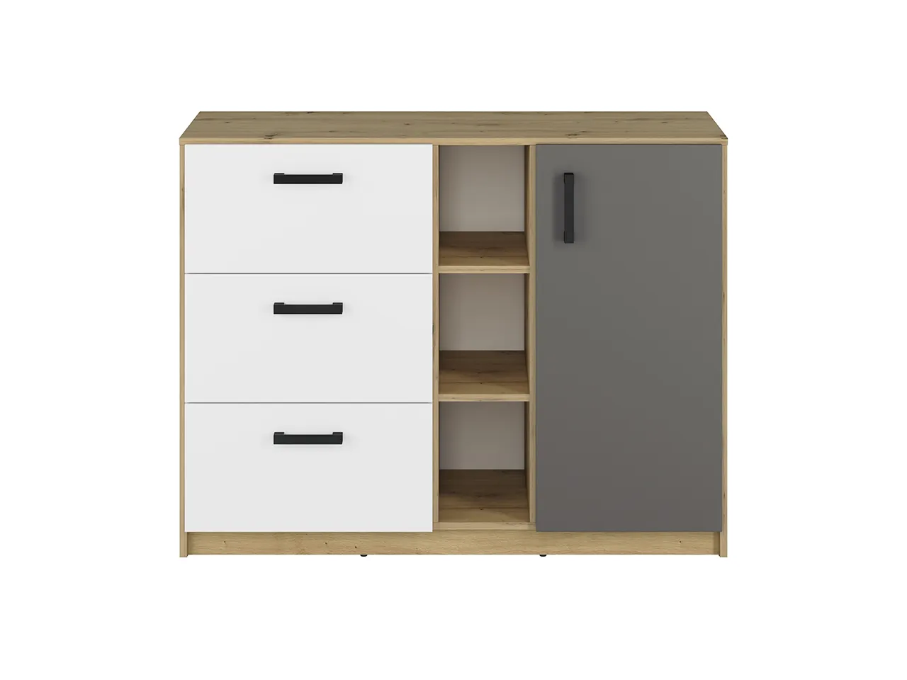 Komoda młodzieżowa FINI 06 biały, antracyt, dąb artisan - 1FINI06-001