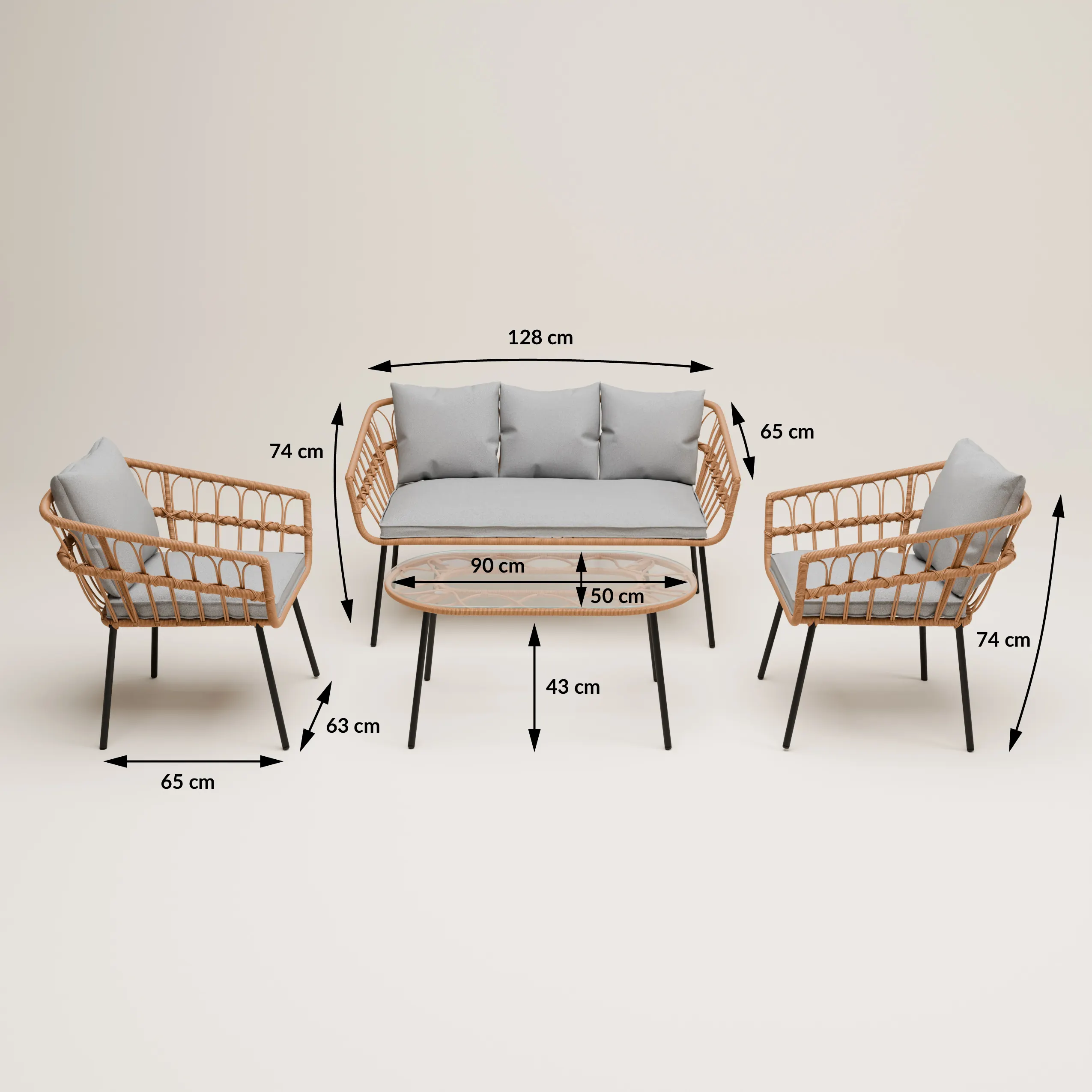 Zestaw ogrodowy wypoczynkowy PLAIT 4-set technorattan szary Zenjoy - PLAIT_SZARY