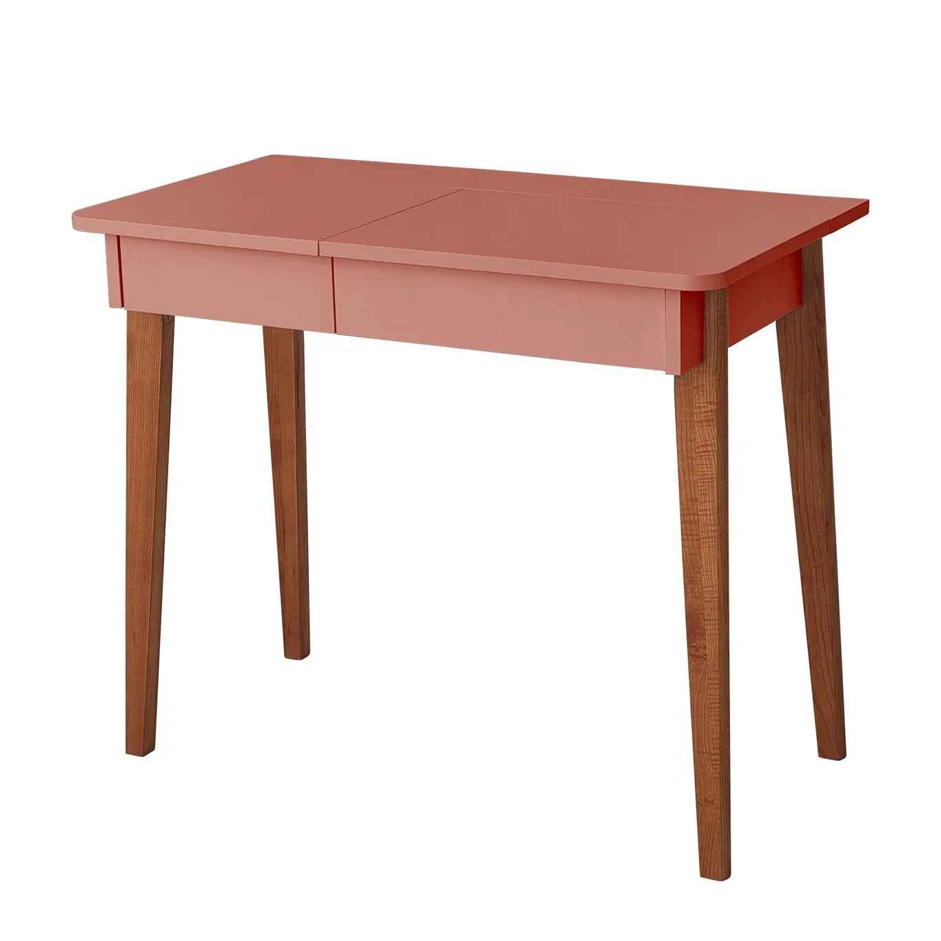 Toaletka z lustrem MEWISE 90x48cm koralowa kolor nóg dąb