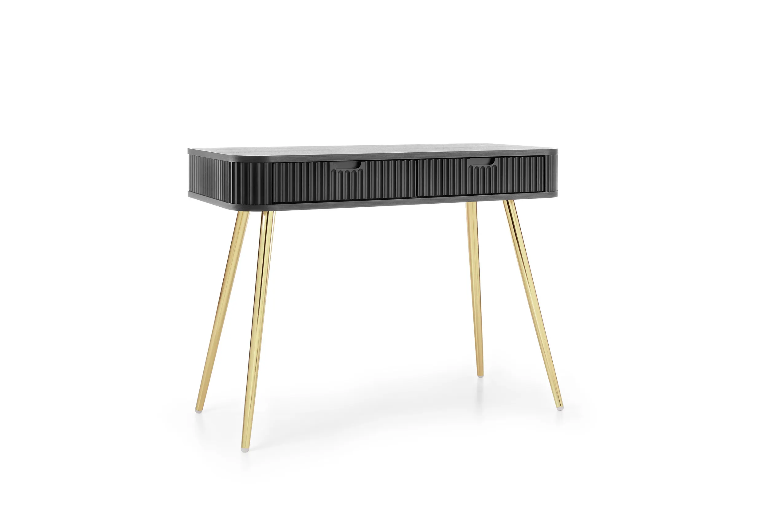 Toaletka z 2 szufladami ZOVA frezowane fronty, czarny, złoty - ZOVA_T103_CZARZL