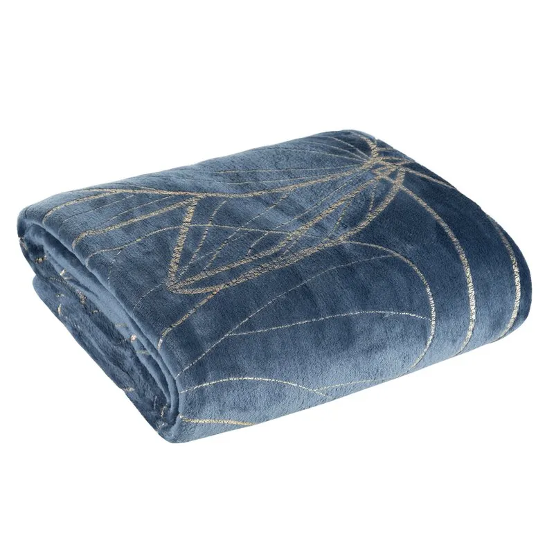 Koc z błyszczącym nadrukiem LILI 2 150 X 200 cm Granatowy - EU_392093