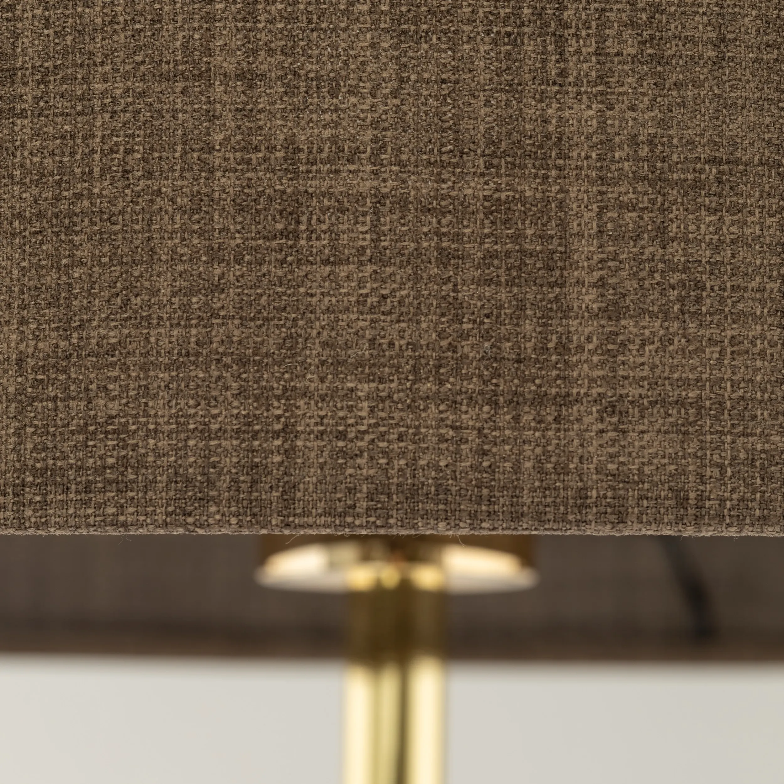 Lampa podłogowa UMBERTO złota czarna metalowa podstawa brązowy klosz okrągły z tkaniny 155x50cm - TK_16031